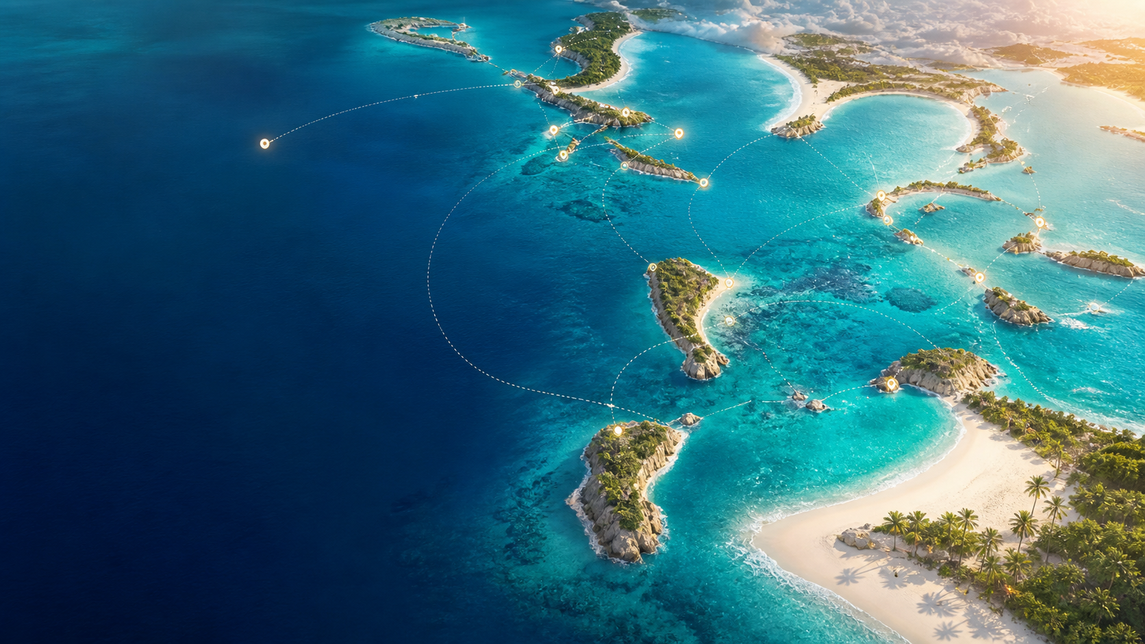 Flight route map for beach gateways